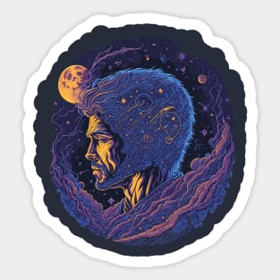 Sad Man at a Night Time Sticker